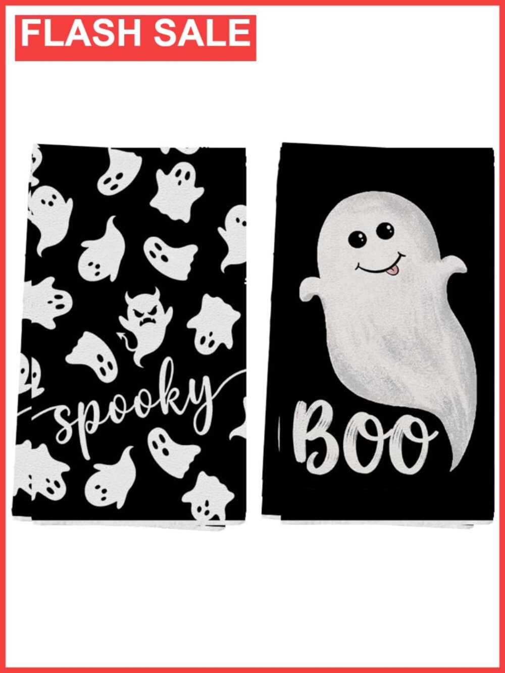 Halloween Ghost Kitchen Dish Towels Set of 2 18x26 Absorbent Polyester